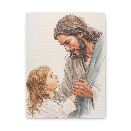 Jesus and Child Matte Canvas Wall Art