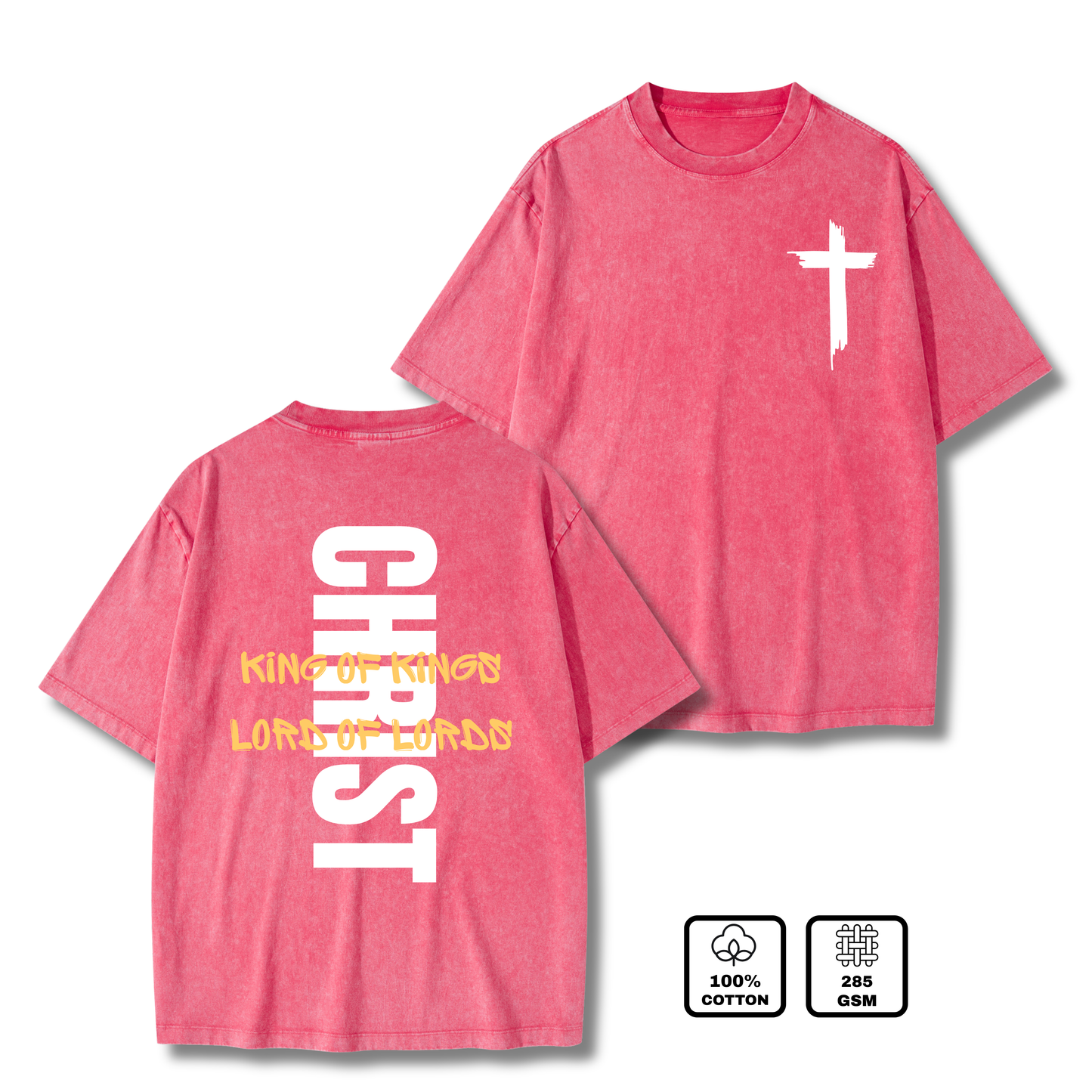 CHRIST King of Kings Lord of Lords Christian Washed T-Shirt