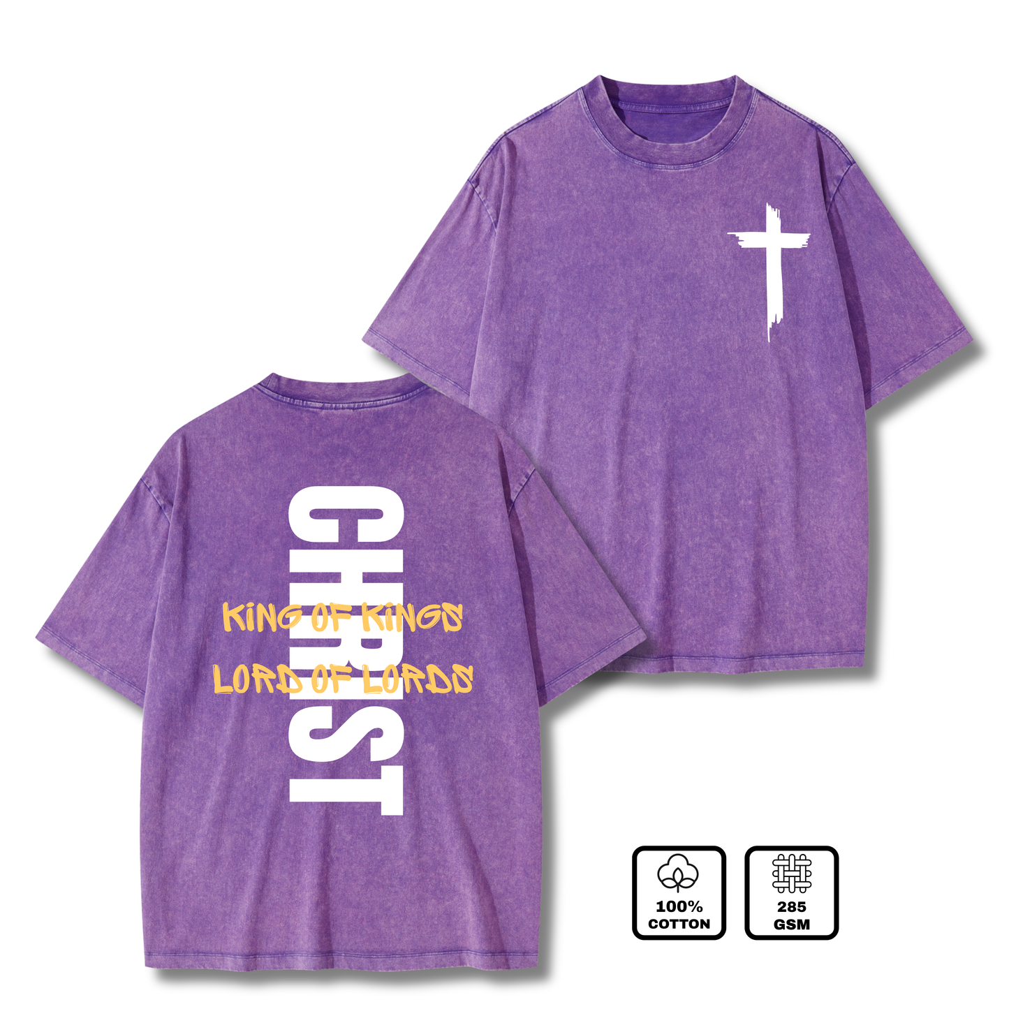 CHRIST King of Kings Lord of Lords Christian Washed T-Shirt