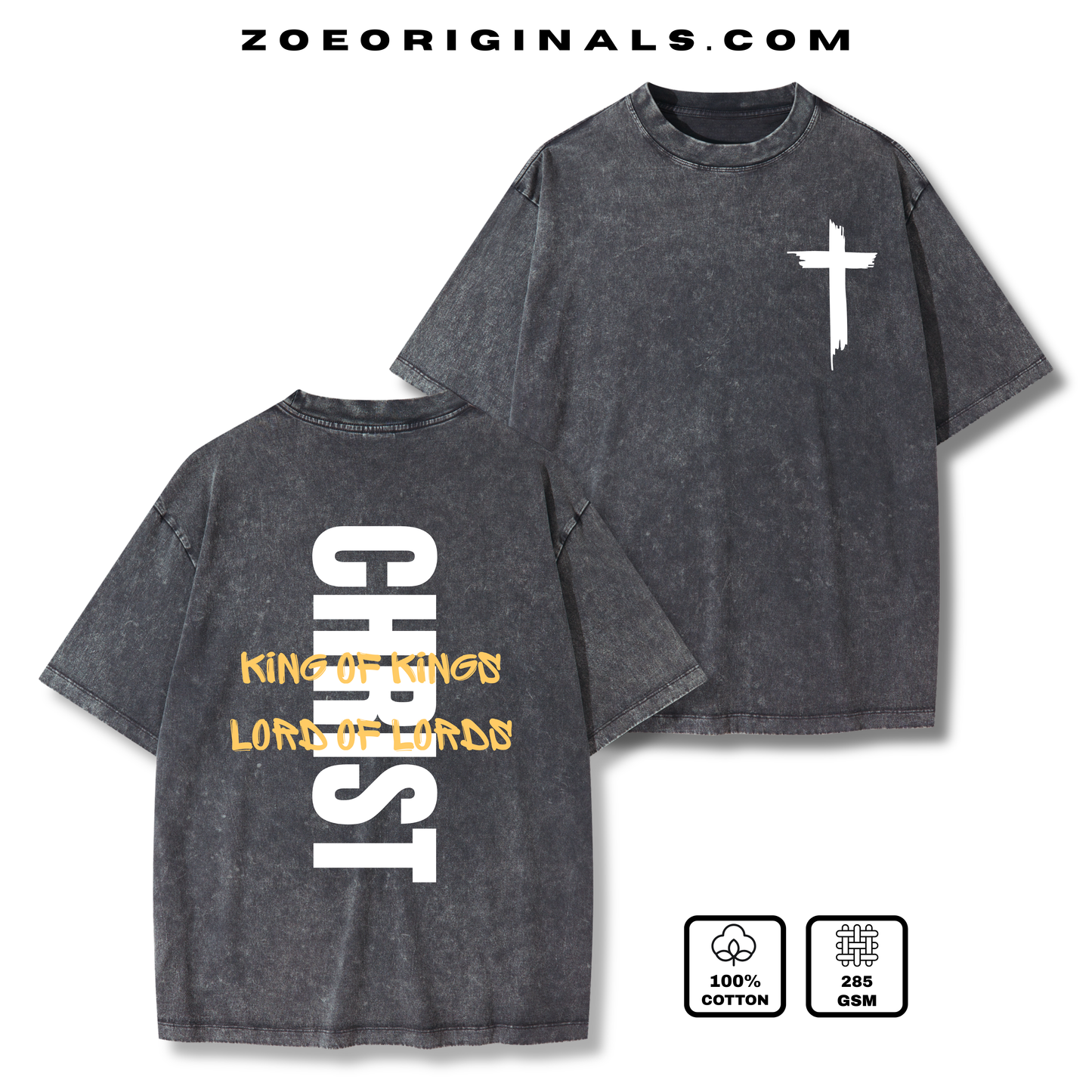 CHRIST King of Kings Lord of Lords Christian Washed T-Shirt