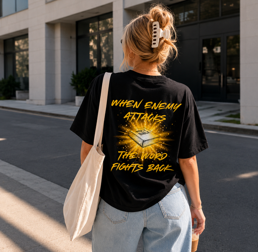 WHEN ENEMY ATTACKS THE WORD FIGHTS BACK Boxy T-Shirt