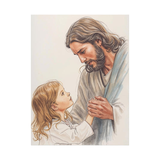 Jesus and Child Matte Canvas Wall Art